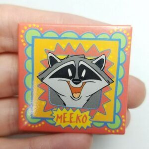 Vintage Disney Pocahontas Meeko Square Colorful Racoon Pin Brooch, Made in USA